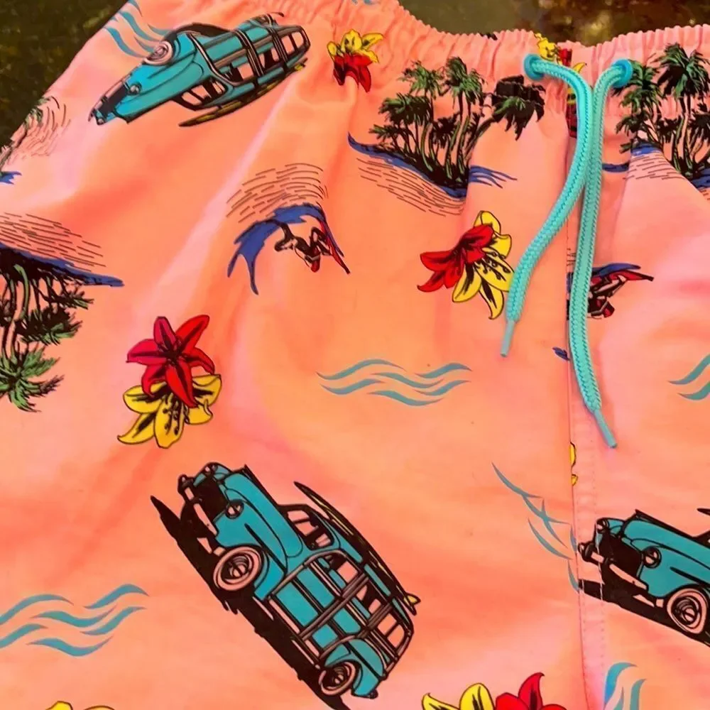 MENS Wave Zone L Retro Vibes Tropical Swim Shorts